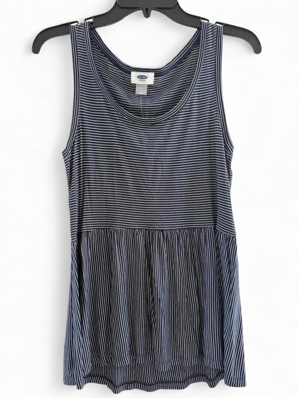 Navy & White Striped Sleeveless Tank Top